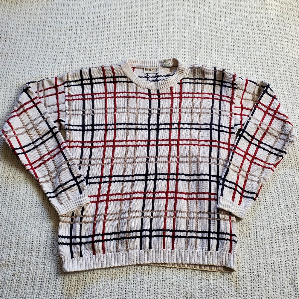 Vintage Essential Elements XS 90s Y2K Crewneck Knit Sweater Multicolor Stripe